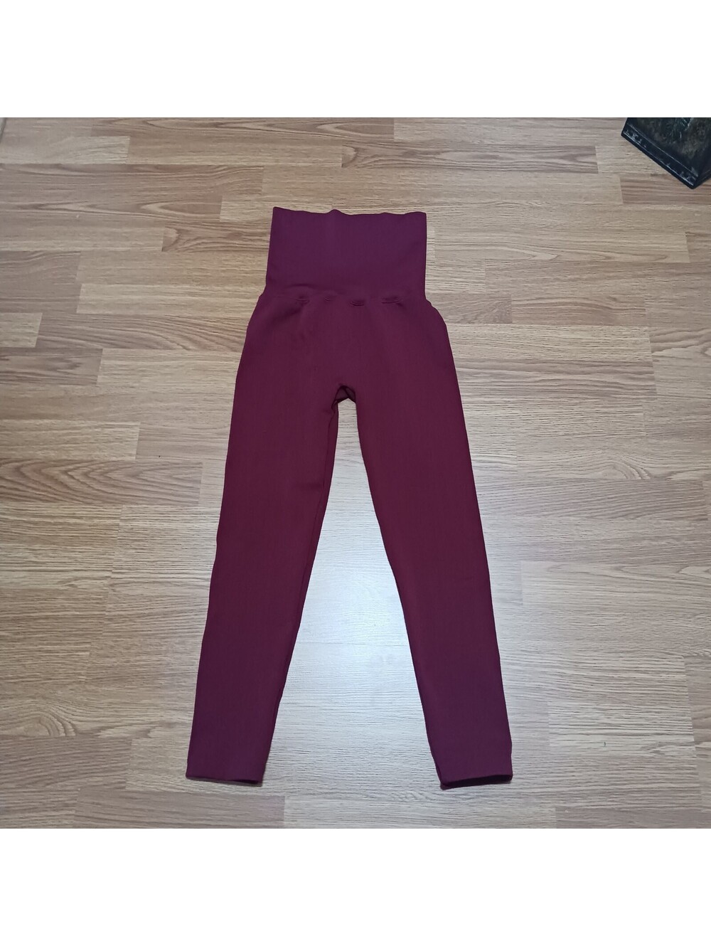 Women's High Waist Athletic Burgundy Leggings Women's One Size Fits All S M L